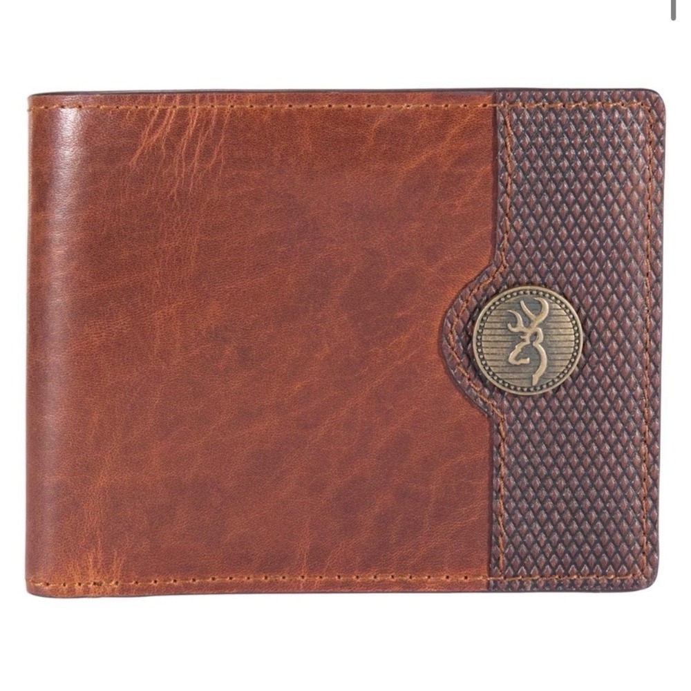 Bass Pro Shops Browning Western Brass Buck Bifold Wallet – Brown – NWT